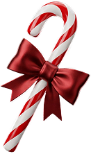Candy cane with a red bow