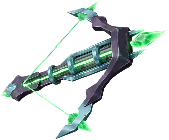 Crossbow with green crystals